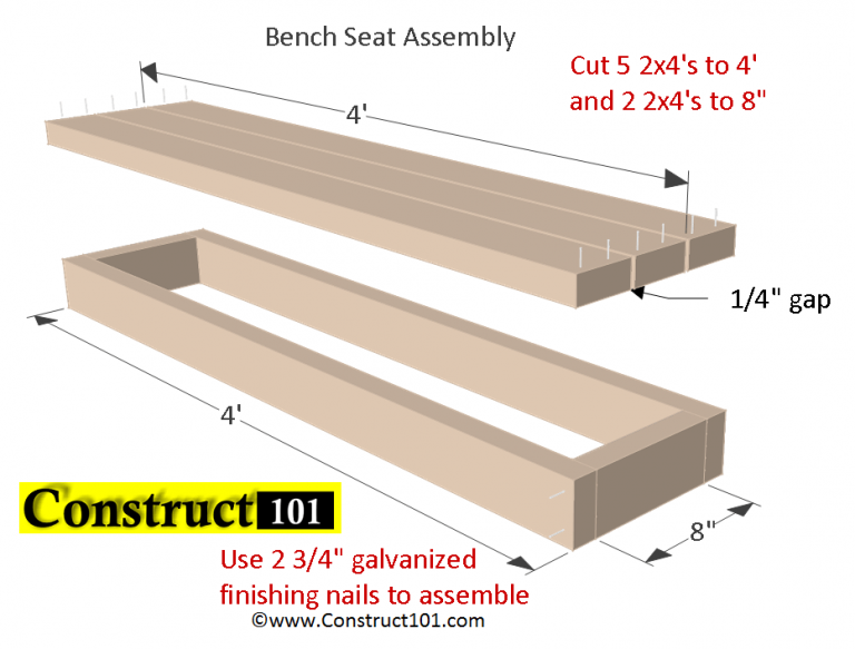 Planter Bench Plans Built with 2x4's (free PDF) Construct101