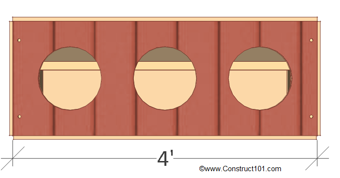 Chicken Coop Build: Chicken Nesting Box Hole Size - Nesting Box Front View 1