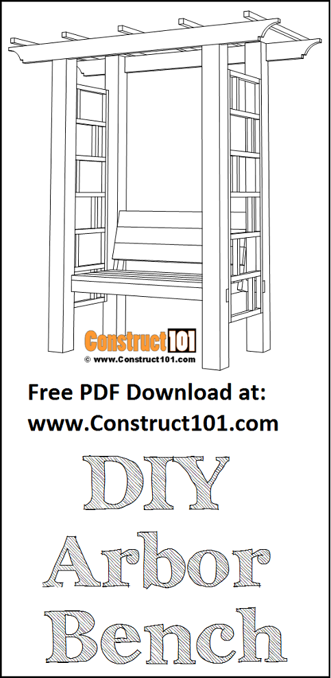 DIY arbor bench, free PDF download, material list, 