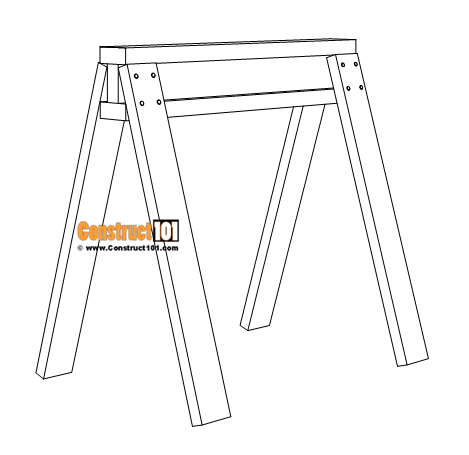 Sawhorse plans, DIY 2x4 projects, PDF download, Construct101