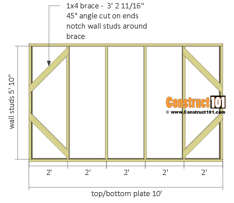 Chicken coop run plans - 10x8 - back wall frame.