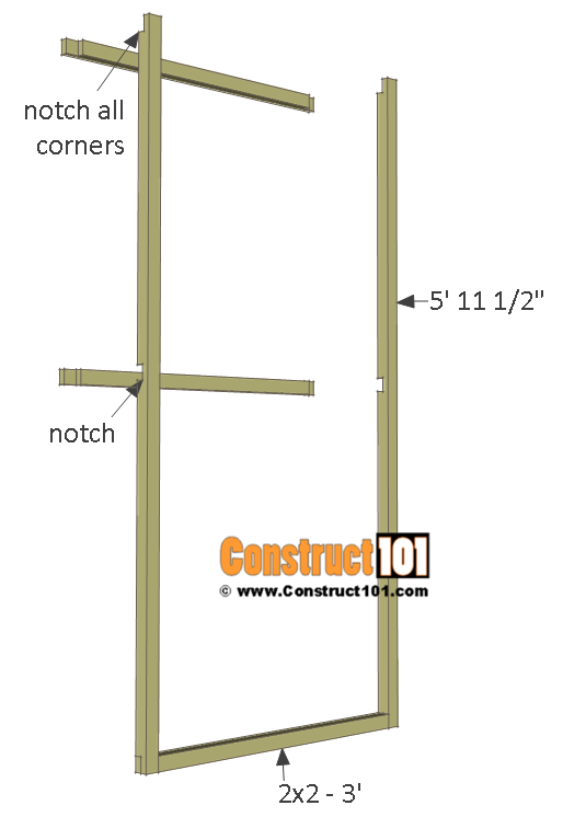 Chicken coop run plans - 10x8 - door frame.