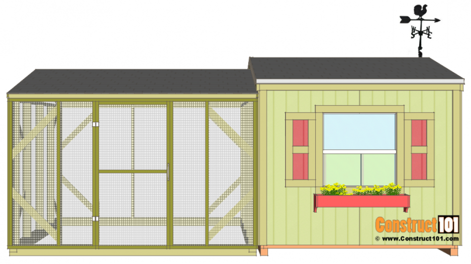 Large 8x8 Chicken Coop Plans with Chicken Run - Construct101