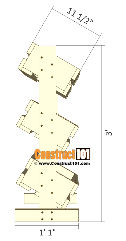 3 tier display crate, fruit & vegetables storage bins, side view.
