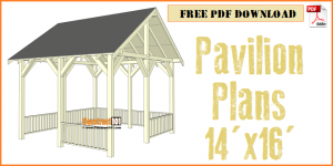 Pavilion plans 14x16 - free PDF download, material list, and step-by-step illustrated instructions.