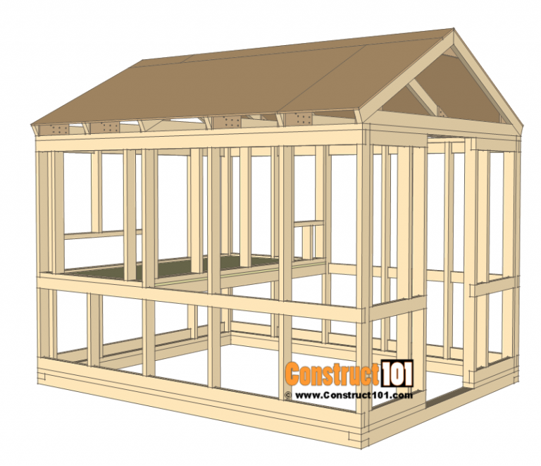 8x10chickencoopplansgableroofinsidewallframe Construct101
