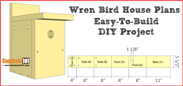 wren bird house plans - free PDF download and material list.