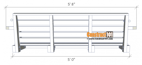 Porch swing plans - back view.