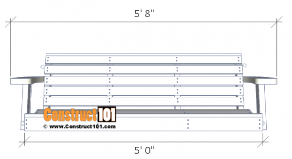 Porch swing plans - front view.