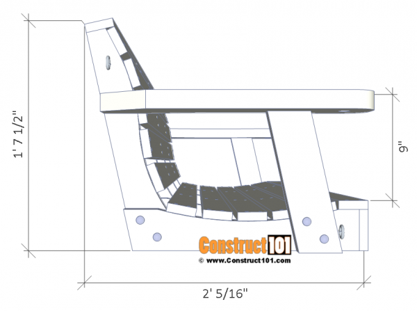 Porch swing plans - side view.