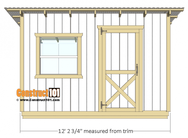 10x12 lean to shed plans - front view.