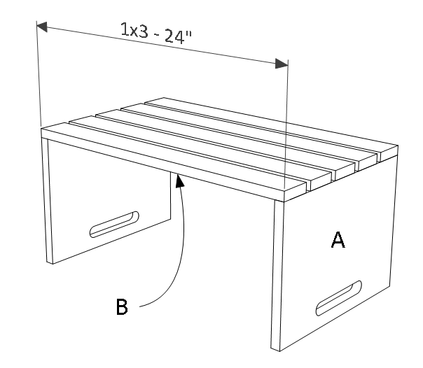 Install bottom slats, part (B).