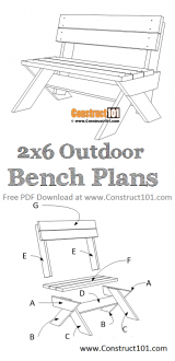2x6 Outdoor Bench Plans - PDF Download - Construct101