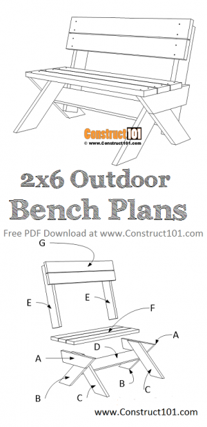 2x6 Outdoor Bench Plans - PDF Download - Construct101