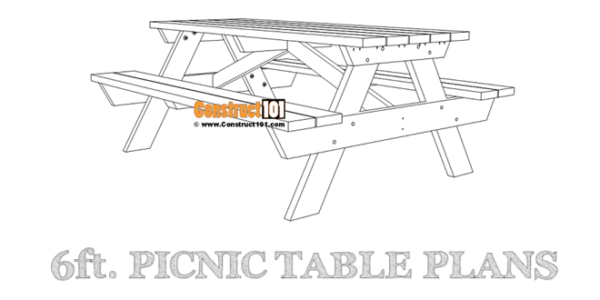 6 foot picnic table plans, free PDF download.