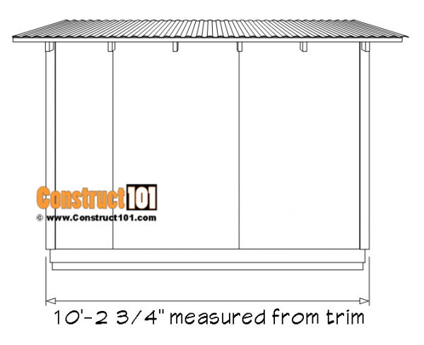 8x10 lean to shed plans, back view.