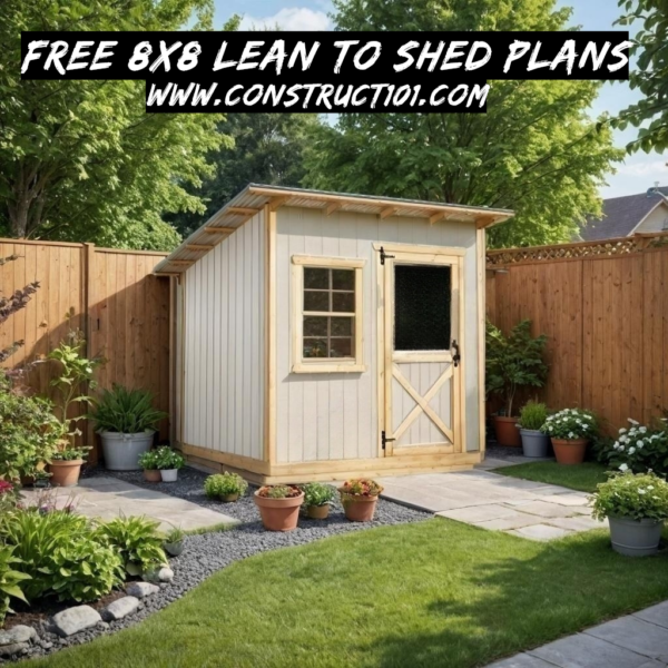 8x8 lean-to shed plans, DIY build project, construct101