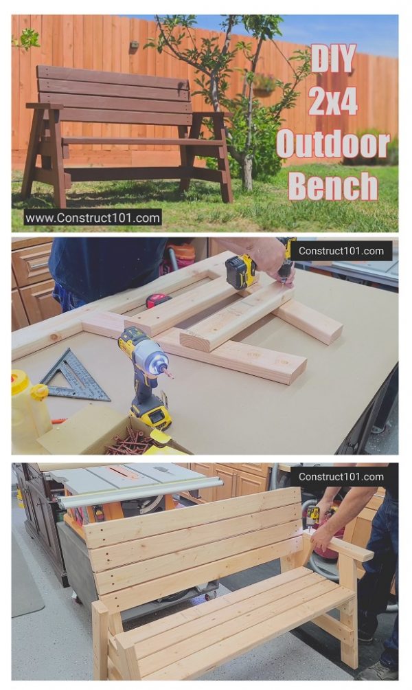 DIY 2x4 Outdoor Bench Plans | PDF Download - Construct101