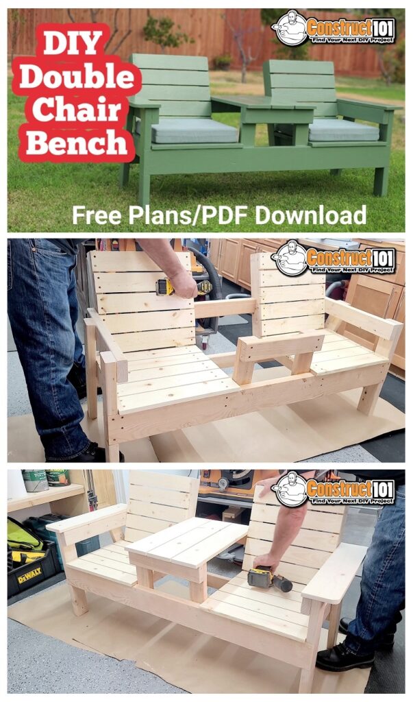 DIY Double Chair Bench With Table | PDF Download - Construct101