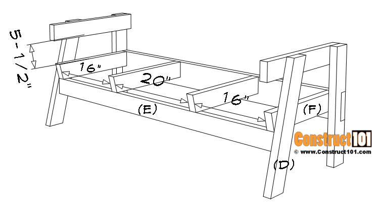DIY back rail and seat support assembly. Step 3