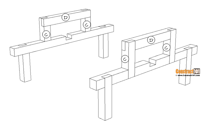 Free modern picnic table plans, table top support. 