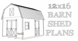 12x16 barn shed plans, DIY build project.