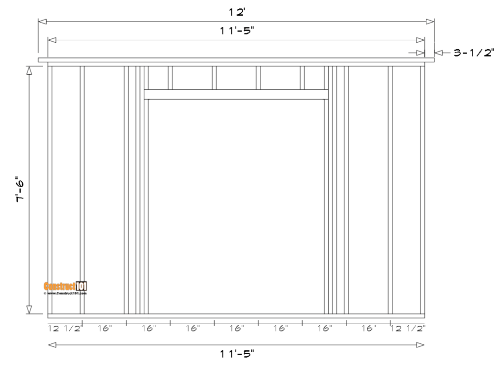front wall framing with door.