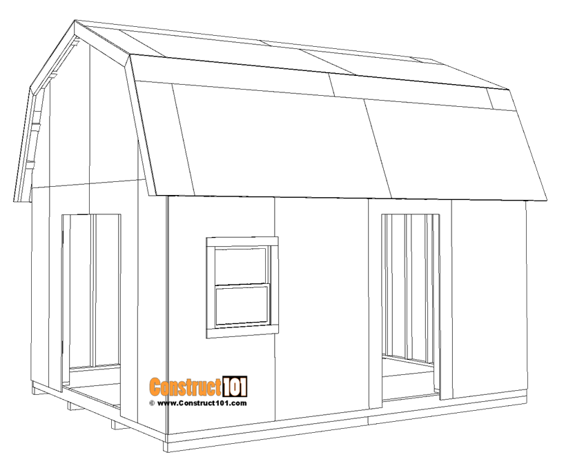 12x16 barn shed plans, roof plywood deck.
