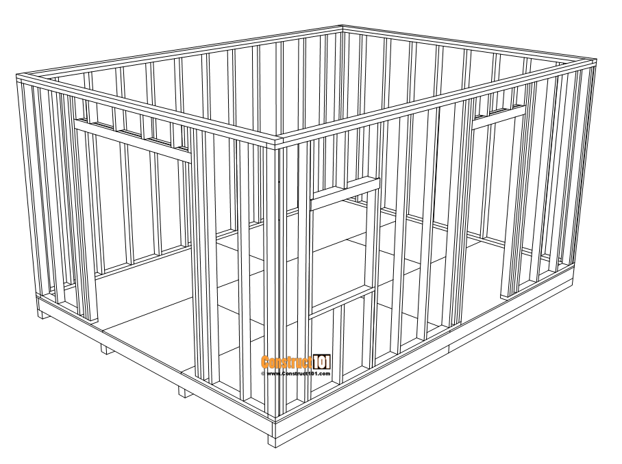 12x16 shed plans, wall framing.