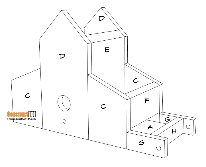 Barn bird house and feeder plans attach part# H