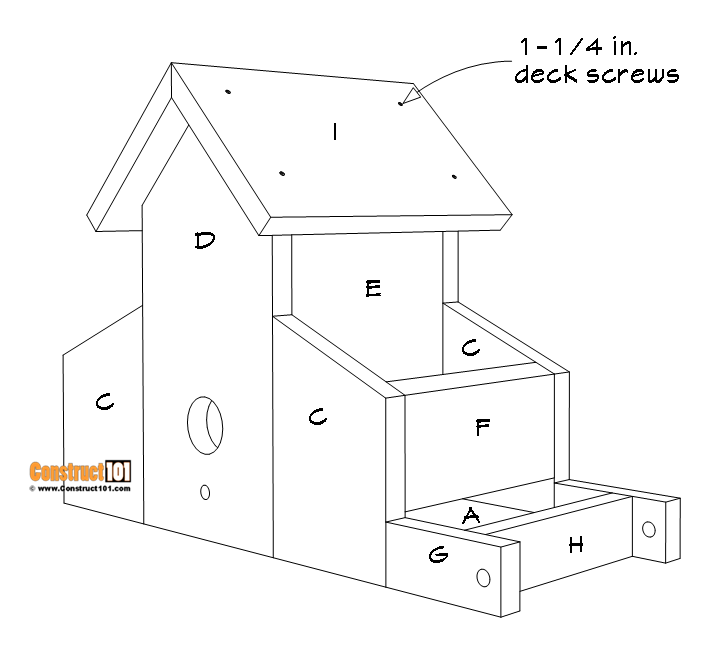 Barn bird house and feeder plans attach part# I