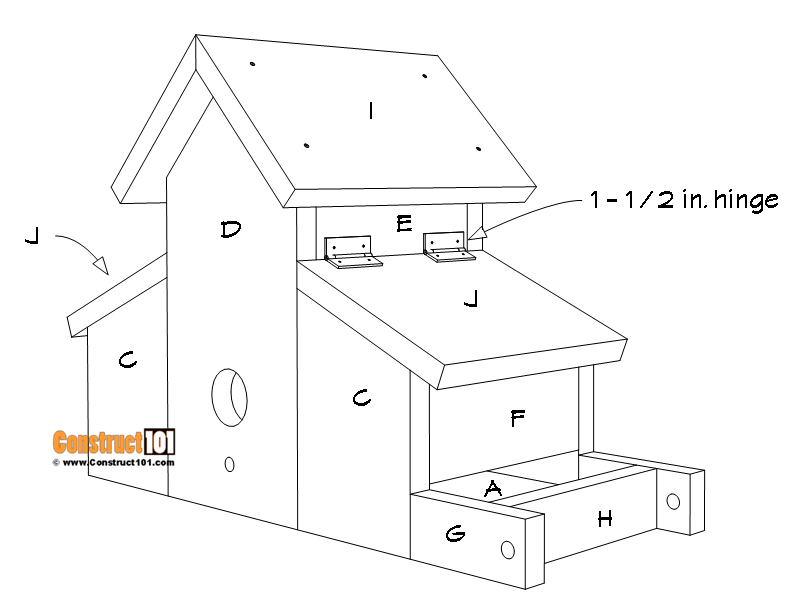 Barn bird house and feeder plans attach part# J