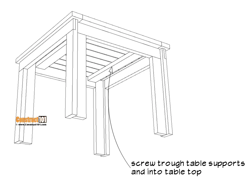 Square patio table plans. 2x4 project, step 6