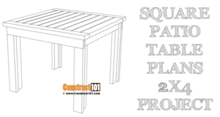 Square patio table plans, DIY 2x4 project, PDF download.