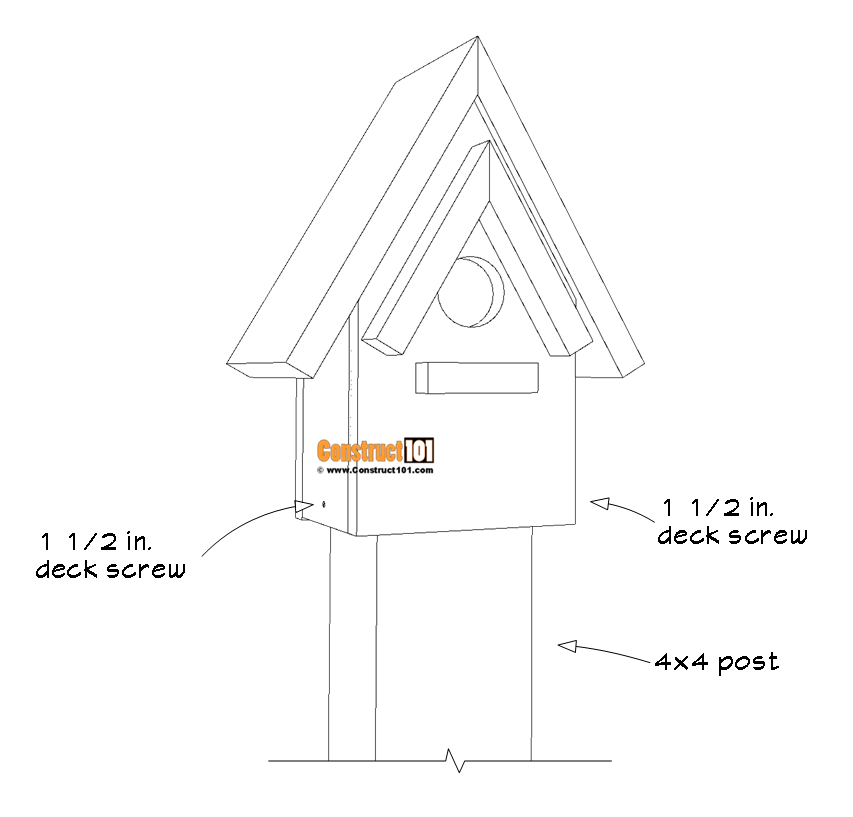 4x4 birdhouse post cap plans, installed.
