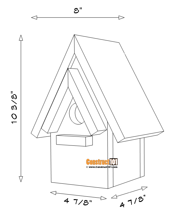 4x4 birdhouse post cap plans, measurements, overview.
