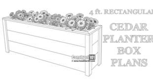 4 ft. rectangular cedar planter box plans, PDF download,