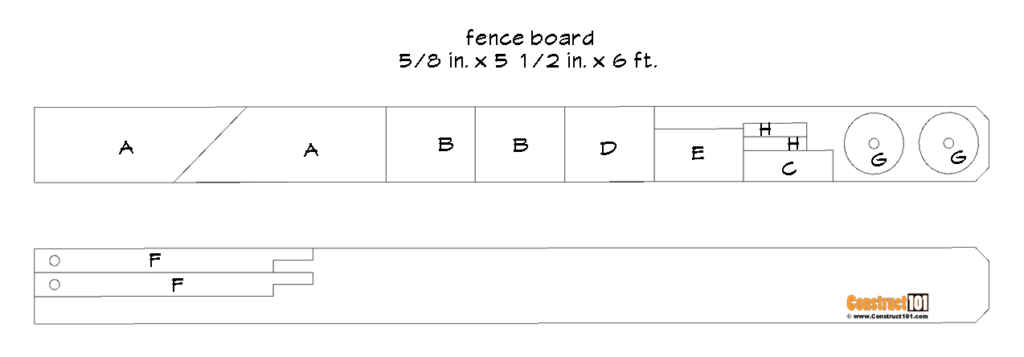 Cedar fence board cutting details.