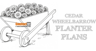 Cedar wheelbarrow planter plans, PDF download, DIY project.